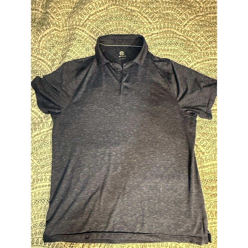 Champion Men's Polo Shirt Dark Gray L Short Sleeve Button Collared Solid